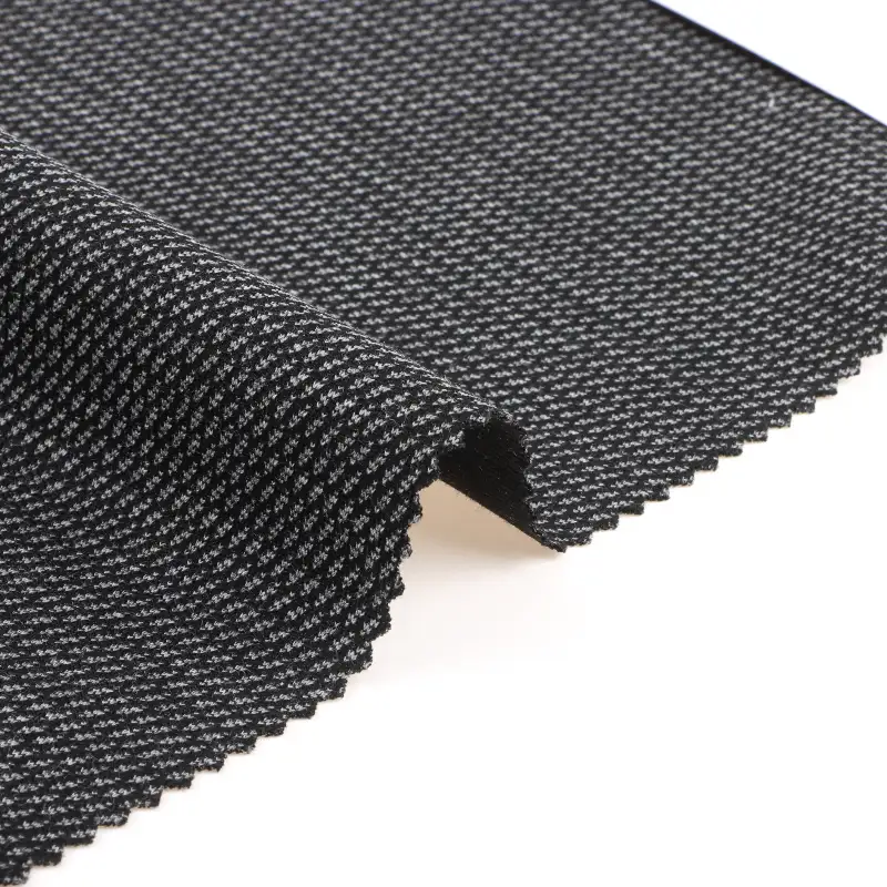 China Fabric for Polo Shirt,Crop Top,Hoodie Jacquard Knit Fabric Polyester Rayon Spandex BLACK color buy from China wholesaler bulk order at wholesale price free worldwide shipping Alibaba