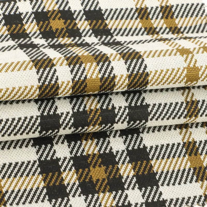 China Fabric for Pants,Jackets,Crop Top,Uniform Jacquard Knit Fabric Polyester Rayon Spandex Black, white and yellow color buy from China wholesaler bulk order at wholesale price free worldwide shipping Alibaba