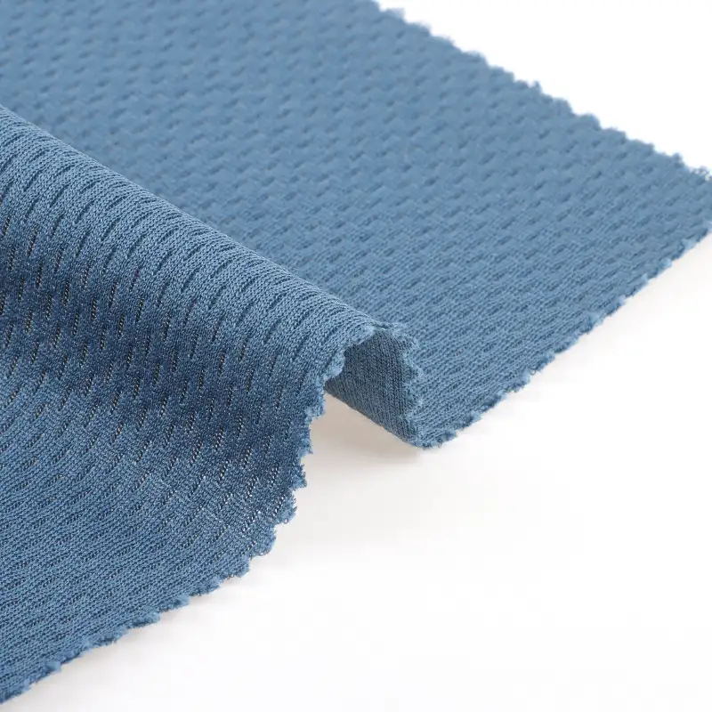 China Fabric for Pants,T-Shirt,Tank Top Birdeye Mesh Knit Fabric Polyester Wool Graphene Blue color buy from China wholesaler bulk order at wholesale price free worldwide shipping Alibaba