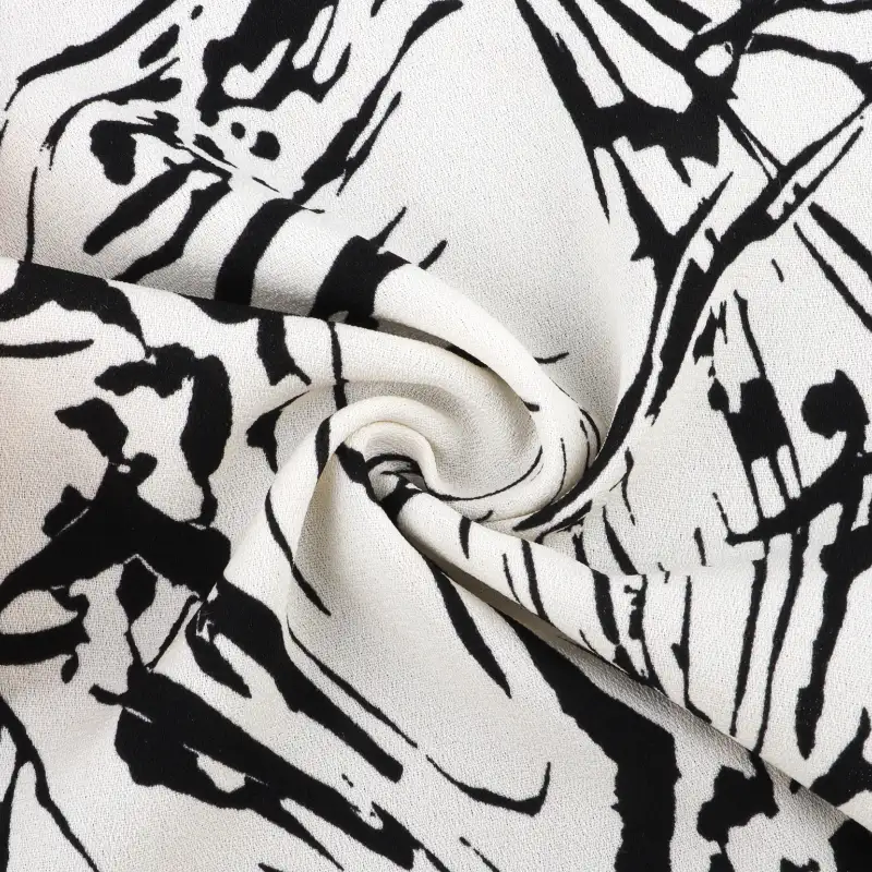 China Fabric for Blouse,Skirt,Women's Pants ,Skirt ,Wide Leg Trousers Polyester Crepe Synthetic Woven Fabric Polyester Black and White color buy from China wholesaler bulk order at wholesale price free worldwide shipping Alibaba