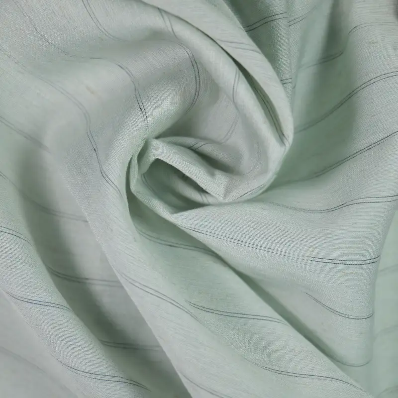 China Fabric for Blouse,Skirt,U-Neck Cardigan ,Casual Long Sleeve Crop Shirt,Cropped V-Neck Shirt,Asymmetric Cardigan ,V-Neck Button Up Cardigan  Yarn Dyed Stripe Woven Blended Fabric Polyamide Rayon Flax Polyester dark green color buy from China wholesaler bulk order at wholesale price free worldwide shipping Alibaba