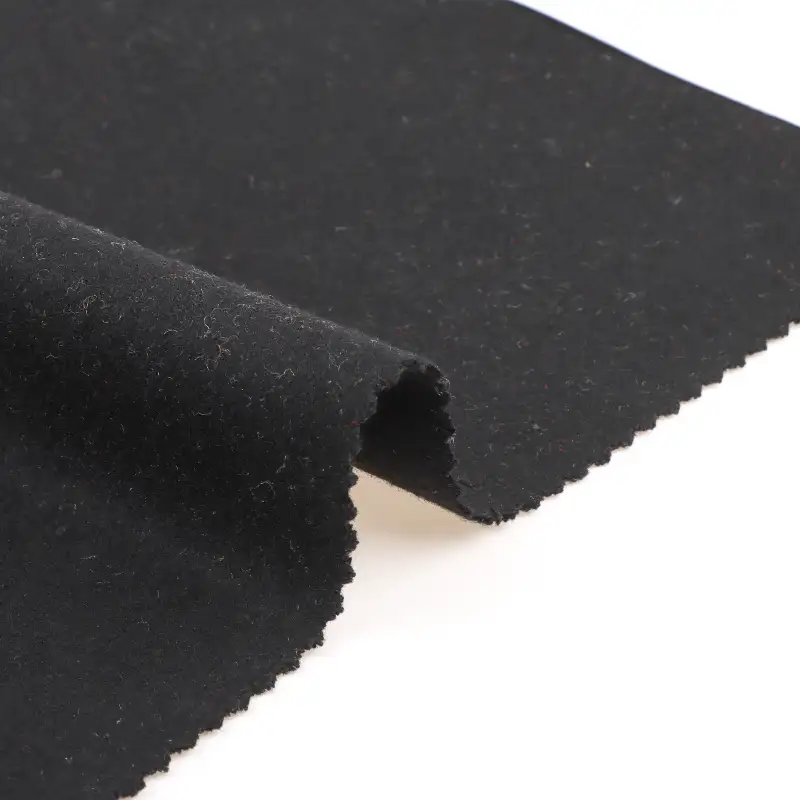 China Fabric for Overcoat,Skirt  Melton Woolen Wool Polyester Black color buy from China wholesaler bulk order at wholesale price free worldwide shipping Alibaba
