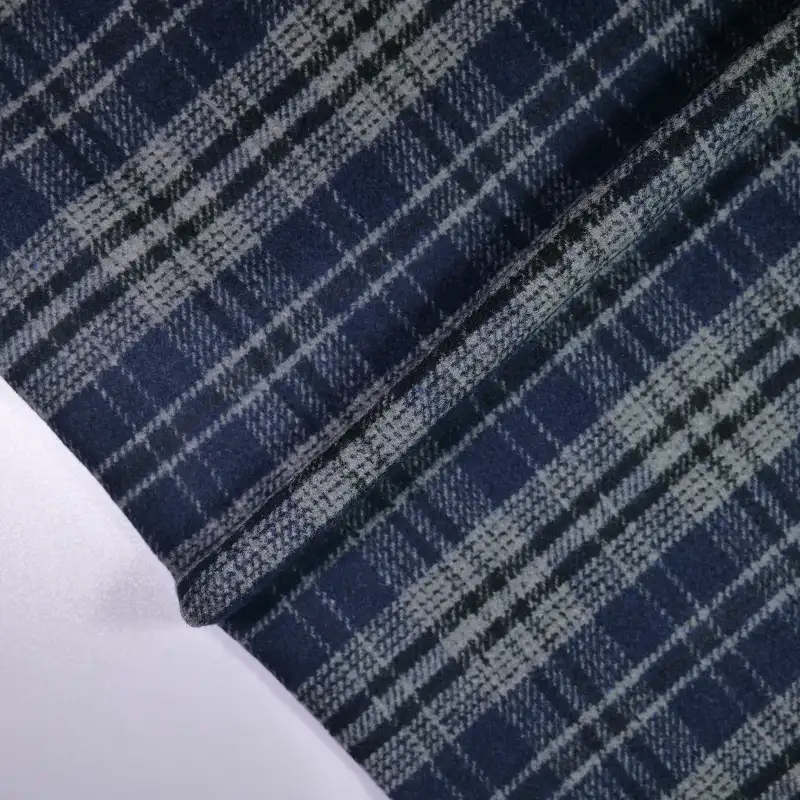China Fabric for Jackets,Overcoat,Uniform,Fringe Jacket Yarn Dyed Check Woven Blended Fabric Wool Polyester dark blue color buy from China wholesaler bulk order at wholesale price free worldwide shipping Alibaba