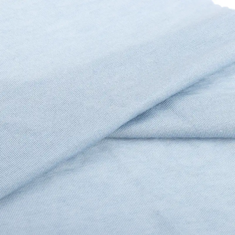 China Fabric for T-Shirt,Polo Shirt,Tank Top Single Jersey Knit Fabric Polyester Wool Elastane light blue color buy from China wholesaler bulk order at wholesale price free worldwide shipping Alibaba