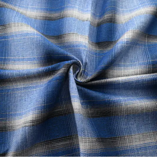 India Fabric for Shirt Yarn Dyed Check Synthetic Woven Fabric COTTON Blue Check color buy from India wholesaler bulk order at wholesale price free worldwide shipping Alibaba