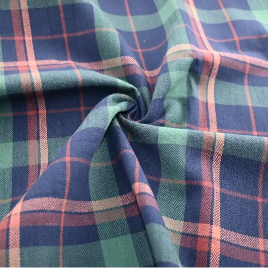 India Fabric for Shirt Yarn Dyed Check Synthetic Woven Fabric COTTON Green Check color buy from India wholesaler bulk order at wholesale price free worldwide shipping Alibaba