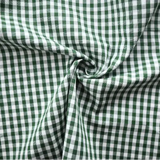 India Fabric for Shirt Yarn Dyed Check Synthetic Woven Fabric COTTON Green Check color buy from India wholesaler bulk order at wholesale price free worldwide shipping Alibaba