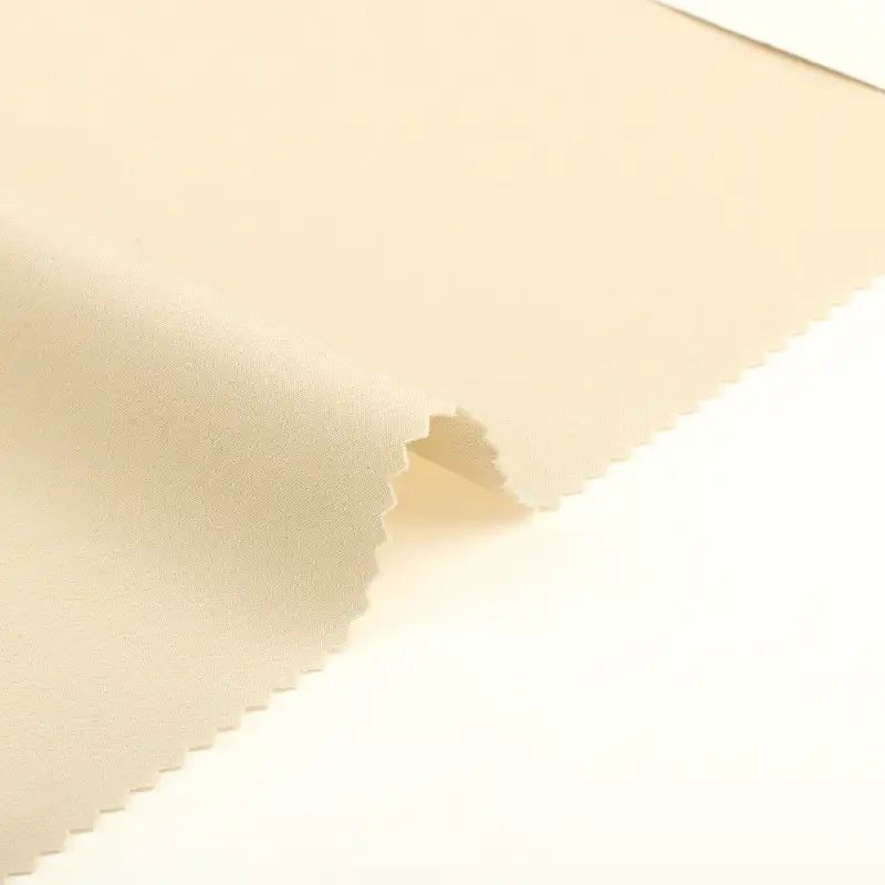 China Fabric for Pants Four Stretch Polyester Woven Fabric Synthetic Woven Fabric Polyester Elastane khaki color buy from China wholesaler bulk order at wholesale price free worldwide shipping Alibaba