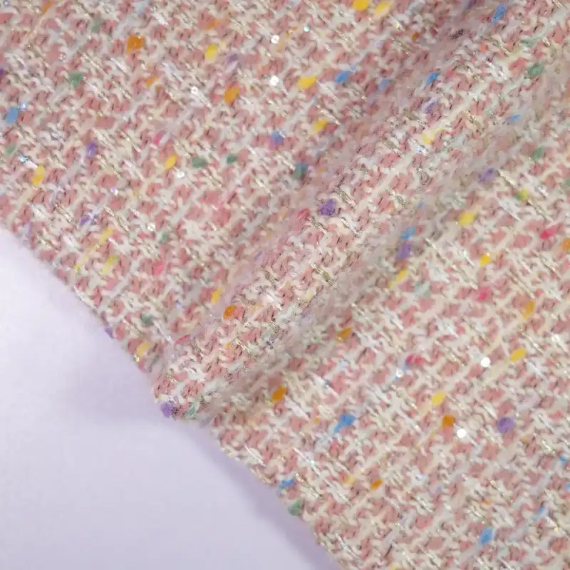 China Fabric for Blazer,Suit,Uniform,Skirt ,Kids Crew-Neck Bubble-Sleeve Coat,Ladies Long Ruffle A-Line Skirt Chanel-Style Fabric Woolen Polyester Acrylic Cotton Pink color buy from China wholesaler bulk order at wholesale price free worldwide shipping Alibaba