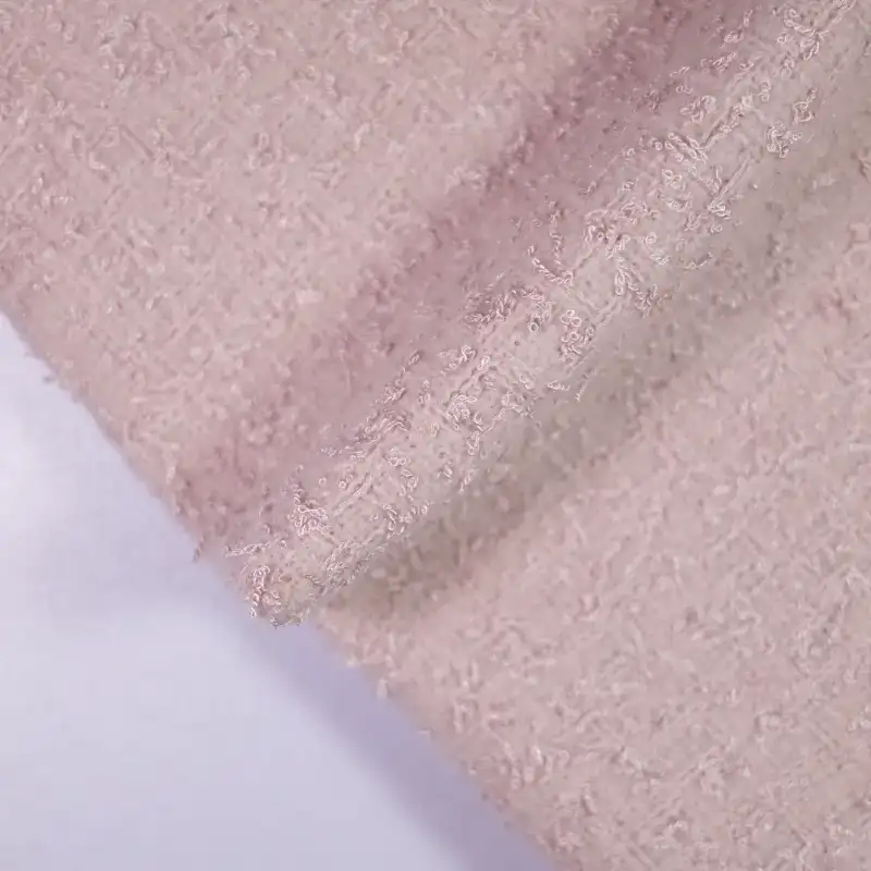 China Fabric for Overcoat,Suit,Skirt ,Ruffle Tier Mini Skirt Chanel-Style Fabric Woolen Polyester Pink color buy from China wholesaler bulk order at wholesale price free worldwide shipping Alibaba