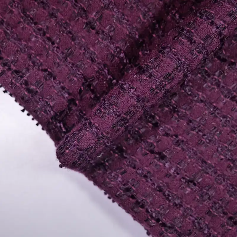 China Fabric for Overcoat,Suit,Ladies Cargo A-Line Skirt Chanel-Style Fabric Woolen Polyester Cotton Acrylic Purple color buy from China wholesaler bulk order at wholesale price free worldwide shipping Alibaba