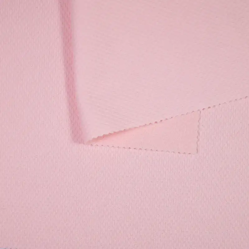 China Fabric for Polo Shirt,Open Cardigan  Jacquard Knit Fabric Polyester Cherry pink color buy from China wholesaler bulk order at wholesale price free worldwide shipping Alibaba