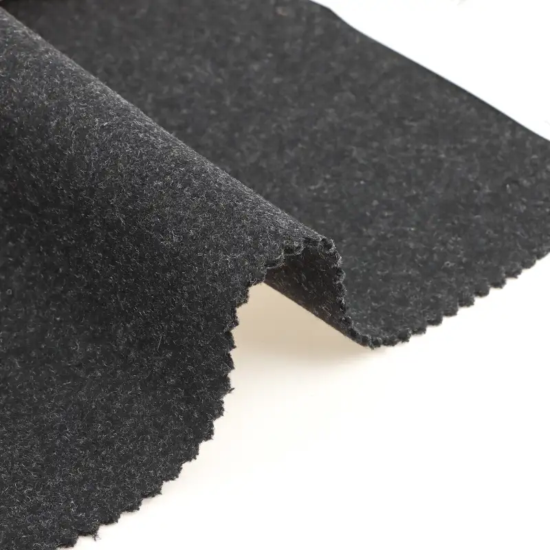 China Fabric for Overcoat,Skirt  Melton Woolen Wool Polyester Black color buy from China wholesaler bulk order at wholesale price free worldwide shipping Alibaba