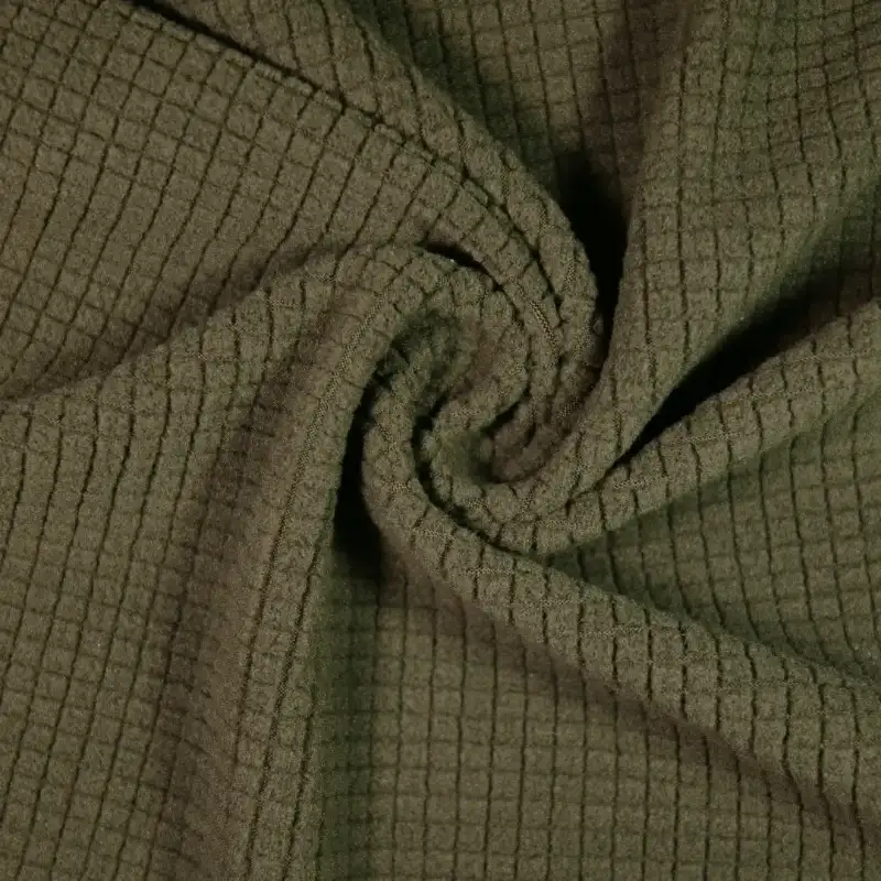 China Fabric for Jackets Fleece Knit Fabric Polyester Spandex dark green color buy from China wholesaler bulk order at wholesale price free worldwide shipping Alibaba