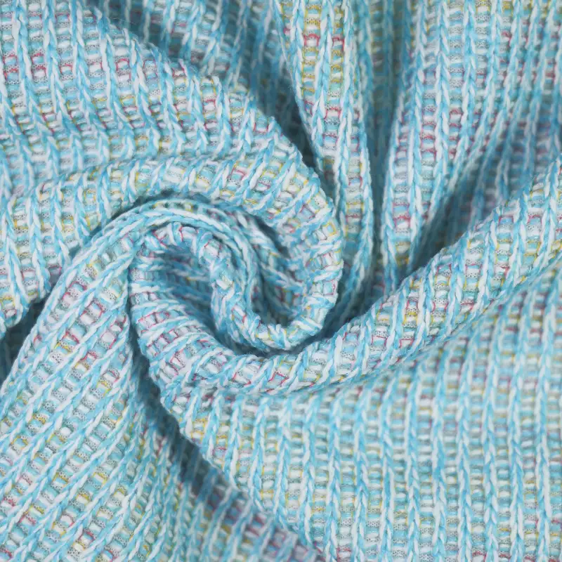 China Fabric for Open Cardigan (Sweater),Round Neck Pullover (Sweater),Crew Neck Pullover (Sweater),Crop Top Pullover (Sweater) Woolen Tweed Woolen Polyester Cyan color buy from China wholesaler bulk order at wholesale price free worldwide shipping Alibaba