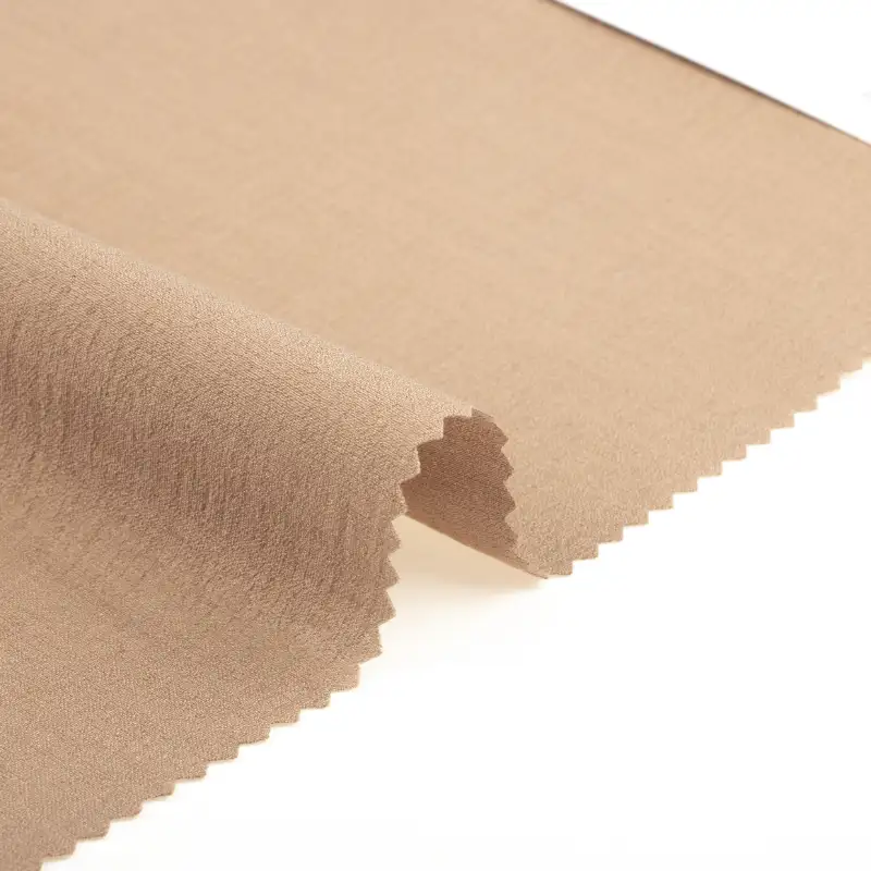 China Fabric for Blouse,Skirt,Pleated Midi Skirt Nylon/Polyester Crepe Woven Blended Fabric Rayon Polyester Nylon brown color buy from China wholesaler bulk order at wholesale price free worldwide shipping Alibaba