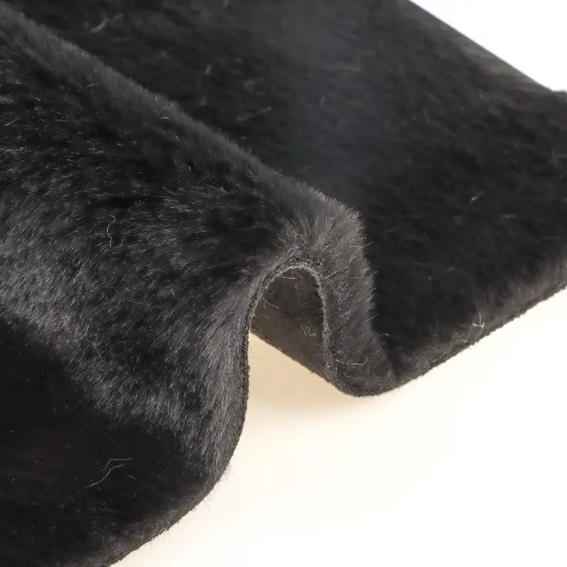 China Fabric for Jackets,Overcoat Fake Fur Knit Fabric Polyester black color buy from China wholesaler bulk order at wholesale price free worldwide shipping Alibaba