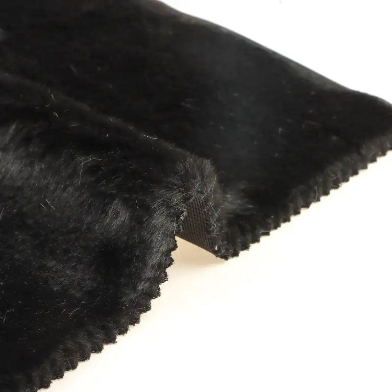 China Fabric for Jackets,Overcoat Fake Fur Knit Fabric Polyester black color buy from China wholesaler bulk order at wholesale price free worldwide shipping Alibaba