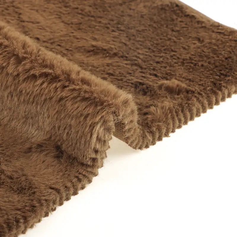 China Fabric for Jackets,Overcoat Fake Fur Knit Fabric Polyester Brown color buy from China wholesaler bulk order at wholesale price free worldwide shipping Alibaba