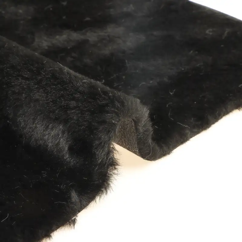 China Fabric for Jackets,Overcoat Fake Fur Knit Fabric Polyester black color buy from China wholesaler bulk order at wholesale price free worldwide shipping Alibaba