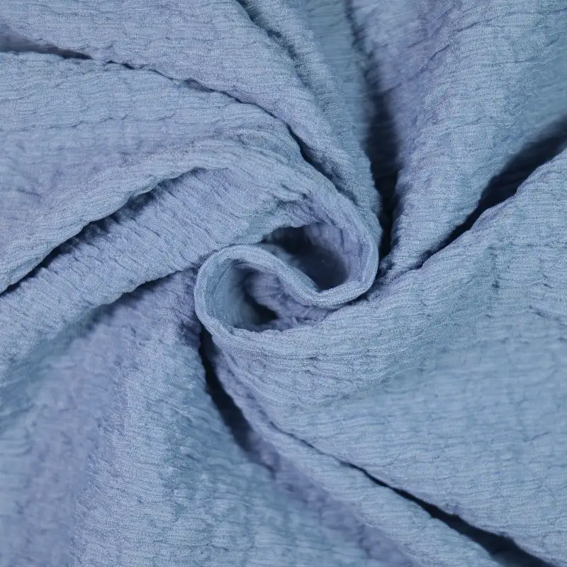 China Fabric for T-Shirt,Ruffle Shirt Dress,Strap Midi Dress,Tank Wrap Midi Dress Crepe Knit Fabric Polyester Elastane BLUE color buy from China wholesaler bulk order at wholesale price free worldwide shipping Alibaba