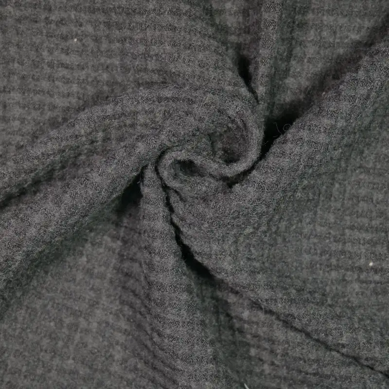 China Fabric for Waist coat,Long Sleeve Base Layer Top,Ruched Cuffs Big Collar Top,Womens Crop Top and Midi Skirt Set Waffle Knit Fabric Polyester Spandex grey purple color buy from China wholesaler bulk order at wholesale price free worldwide shipping Alibaba