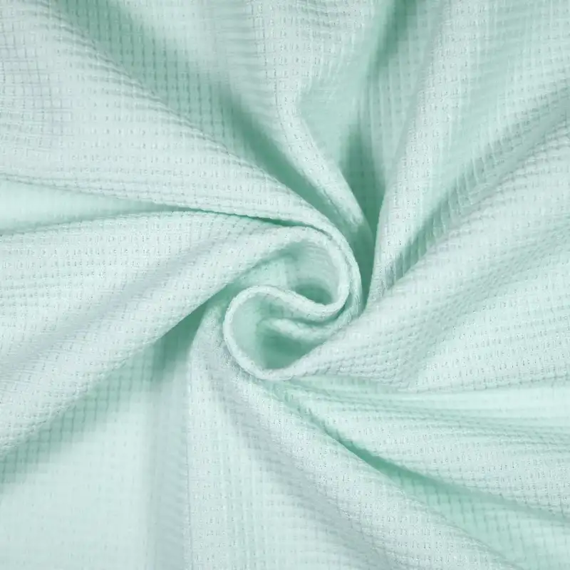 China Fabric for Polo Shirt,Crop Top,Hoodie Waffle Knit Fabric Polyester LightGreen color buy from China wholesaler bulk order at wholesale price free worldwide shipping Alibaba