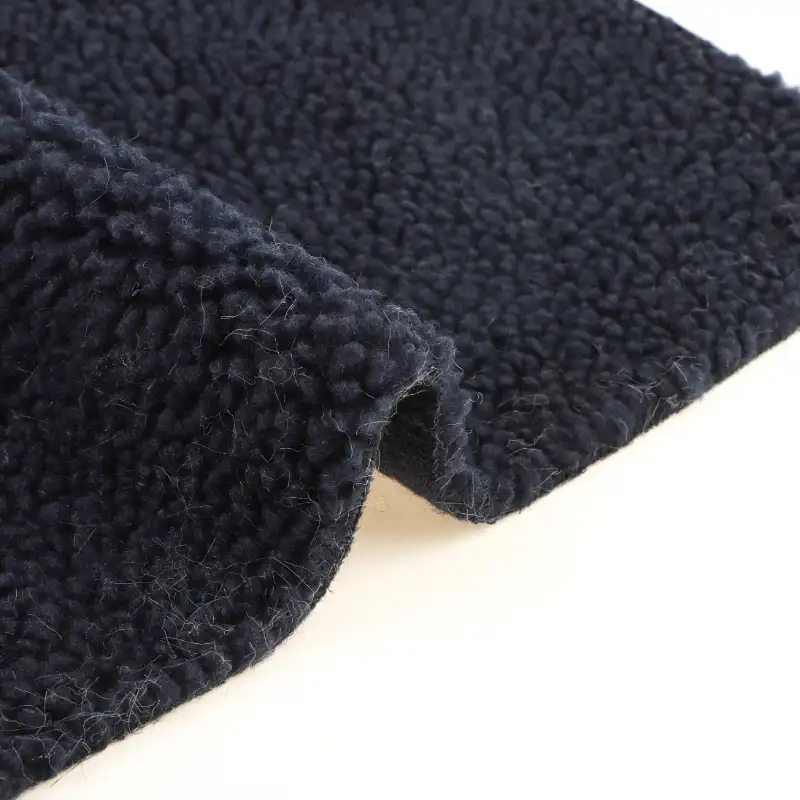China Fabric for Jackets,Overcoat Sherpa Knit Fabric Polyester Navy color buy from China wholesaler bulk order at wholesale price free worldwide shipping Alibaba