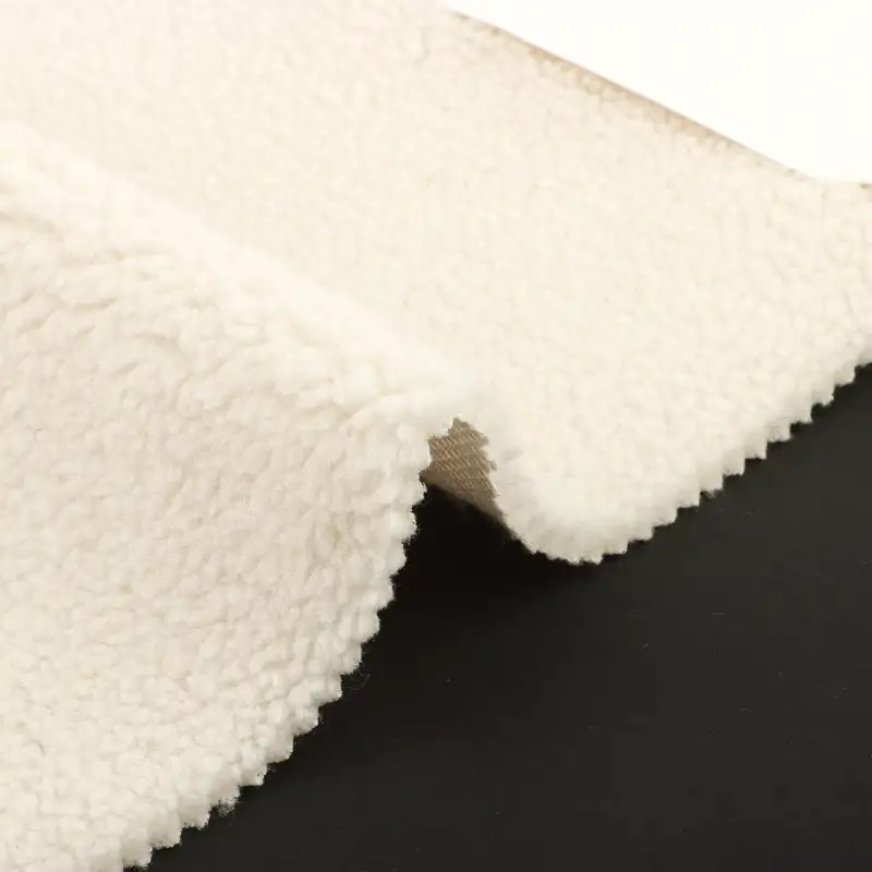 China Fabric for Padded Jacket,Sweatshirt,Kids Cloak Style Short Coat Sherpa Knit Fabric Polyester off-white color buy from China wholesaler bulk order at wholesale price free worldwide shipping Alibaba