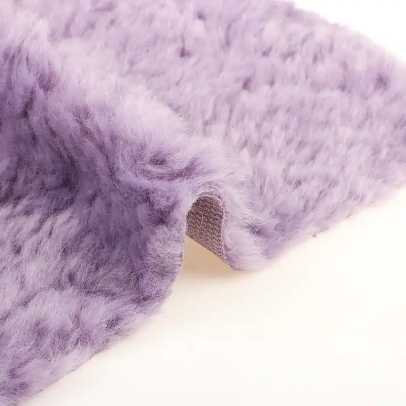 China Fabric for Jackets,Overcoat Fake Fur Knit Fabric Polyester Purple color buy from China wholesaler bulk order at wholesale price free worldwide shipping Alibaba