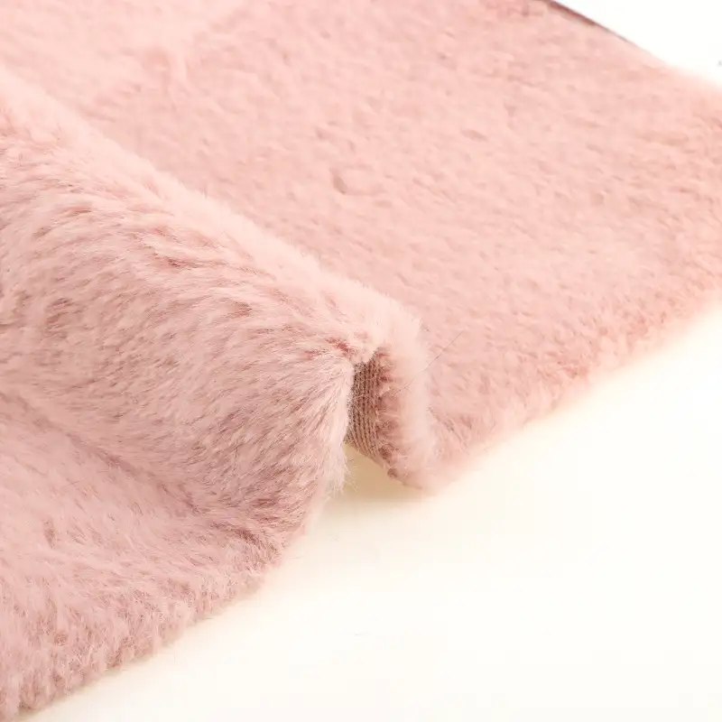 China Fabric for Overcoat Fake Fur Knit Fabric Polyester pink color buy from China wholesaler bulk order at wholesale price free worldwide shipping Alibaba