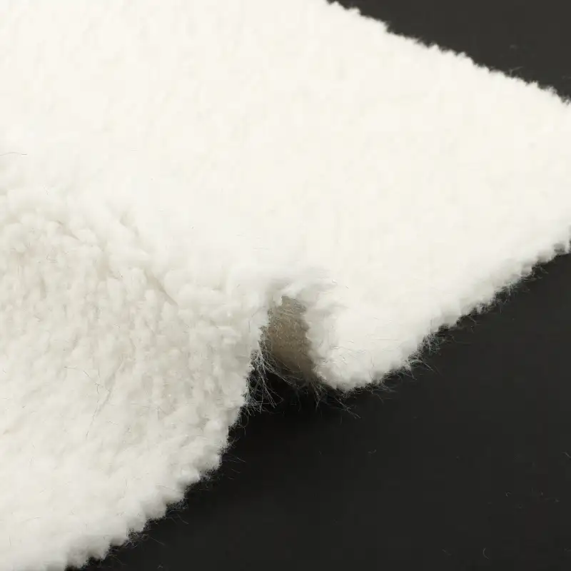 China Fabric for Overcoat Sherpa Knit Fabric Polyester white color buy from China wholesaler bulk order at wholesale price free worldwide shipping Alibaba