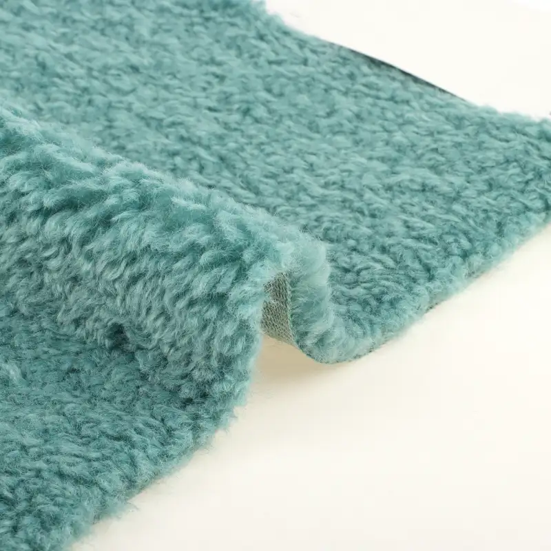 China Fabric for Jackets,Overcoat Sherpa Knit Fabric Polyester cyan color buy from China wholesaler bulk order at wholesale price free worldwide shipping Alibaba