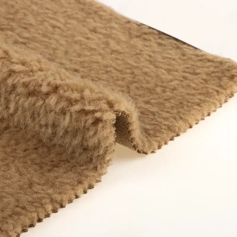 China Fabric for Jackets,Overcoat Sherpa Knit Fabric Polyester Camel color buy from China wholesaler bulk order at wholesale price free worldwide shipping Alibaba
