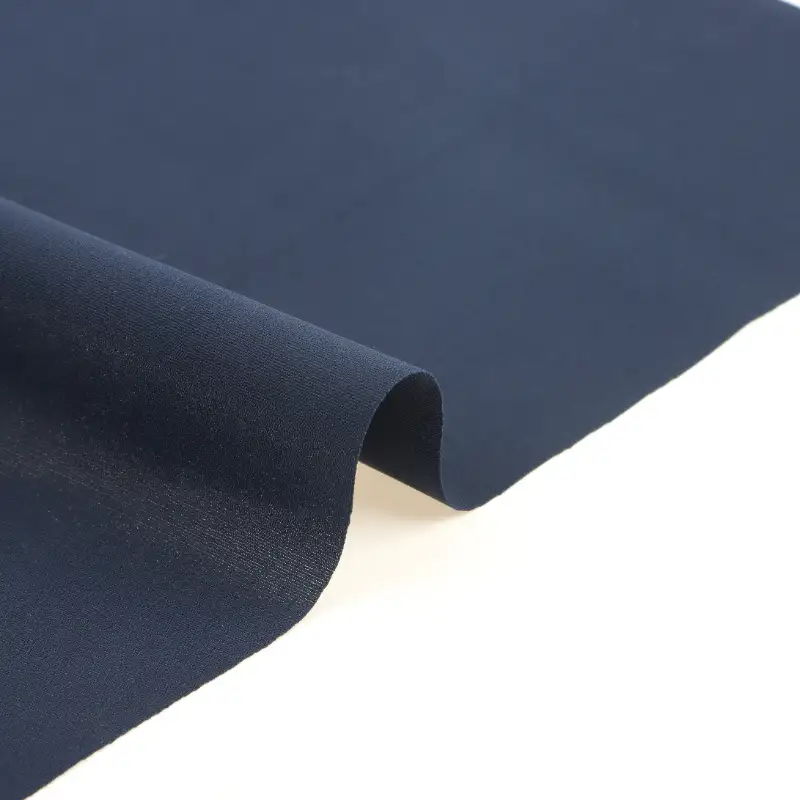 China Fabric for Pants,Blouse,Skirt,Trench Coat Chiffon Natural Woven Fabric Polyester Spandex Navy Blue color buy from China wholesaler bulk order at wholesale price free worldwide shipping Alibaba