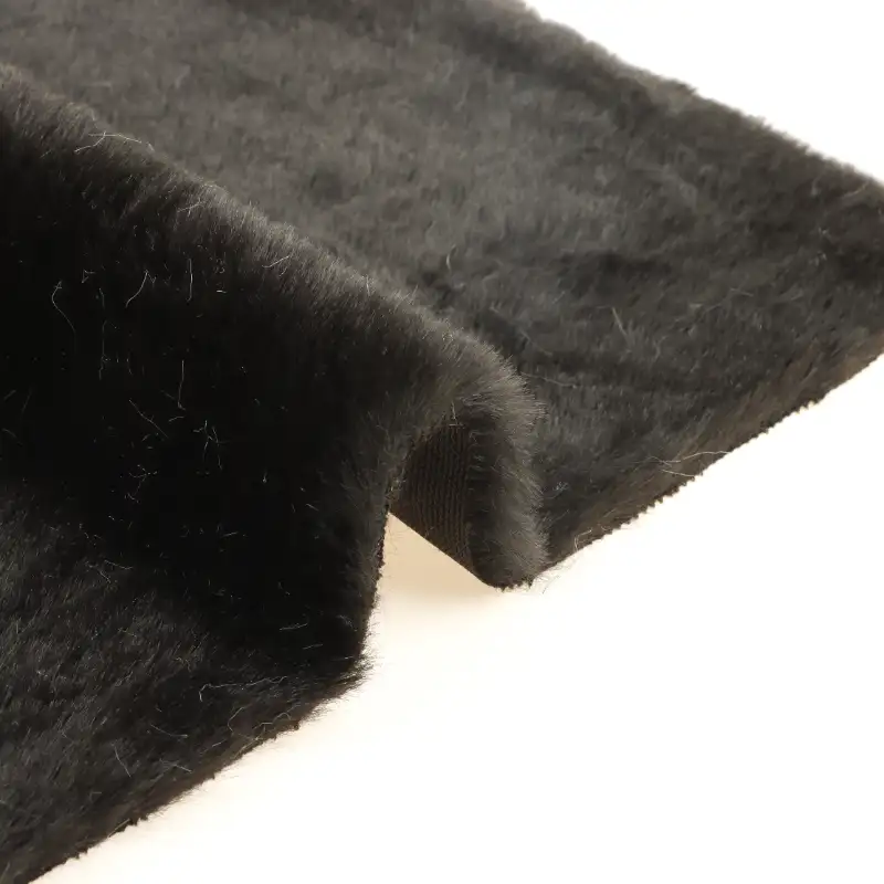 China Fabric for Overcoat Fake Fur Knit Fabric Polyester black color buy from China wholesaler bulk order at wholesale price free worldwide shipping Alibaba