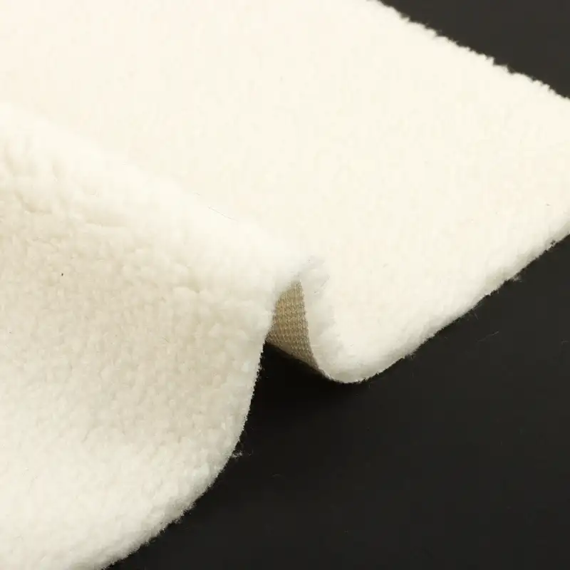 China Fabric for Overcoat Sherpa Knit Fabric Polyester Beige color buy from China wholesaler bulk order at wholesale price free worldwide shipping Alibaba