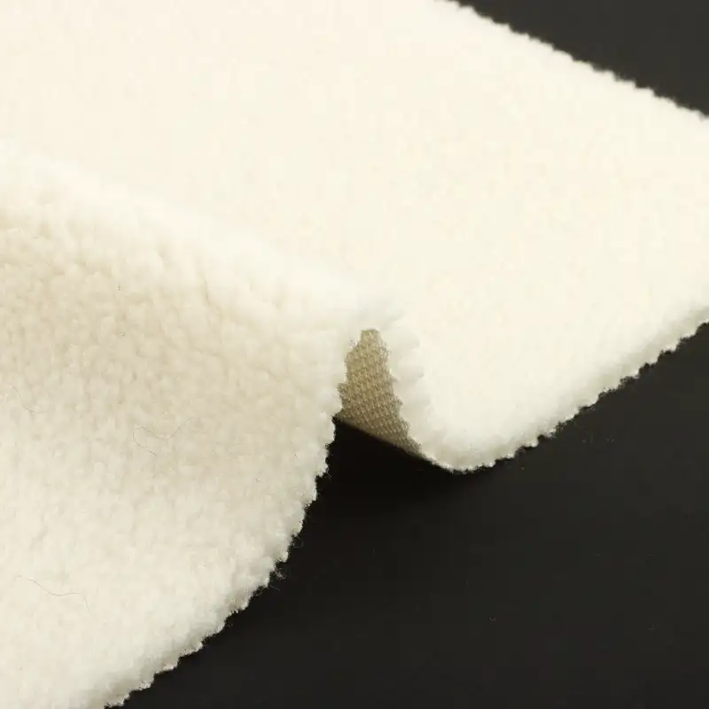 China Fabric for Jackets,Tank Top,Hoodie,Overcoat Sherpa Knit Fabric Polyester off-white color buy from China wholesaler bulk order at wholesale price free worldwide shipping Alibaba
