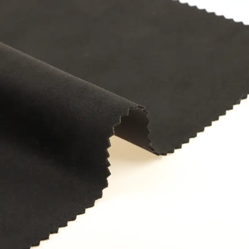 China Fabric for Jackets,Trench Coat Suede Knit Fabric Polyester Spandex black color buy from China wholesaler bulk order at wholesale price free worldwide shipping Alibaba