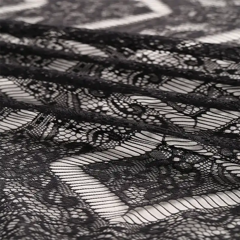 China Fabric for Shirt,Skirt Lace Knit Fabric Polyester Black color buy from China wholesaler bulk order at wholesale price free worldwide shipping Alibaba