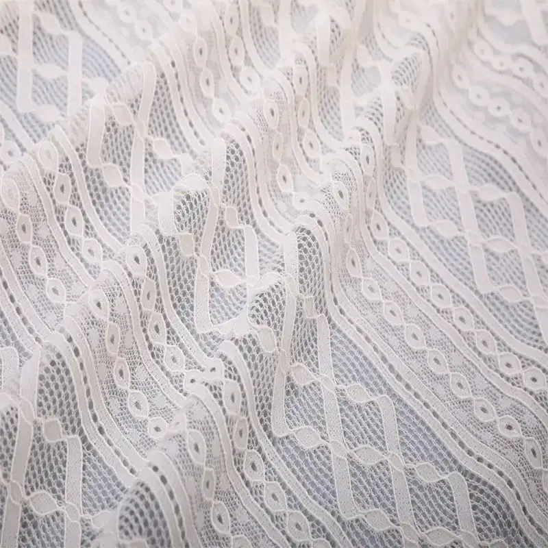 China Fabric for Shirt,Skirt Lace Knit Fabric Nylon Spandex Cream color buy from China wholesaler bulk order at wholesale price free worldwide shipping Alibaba
