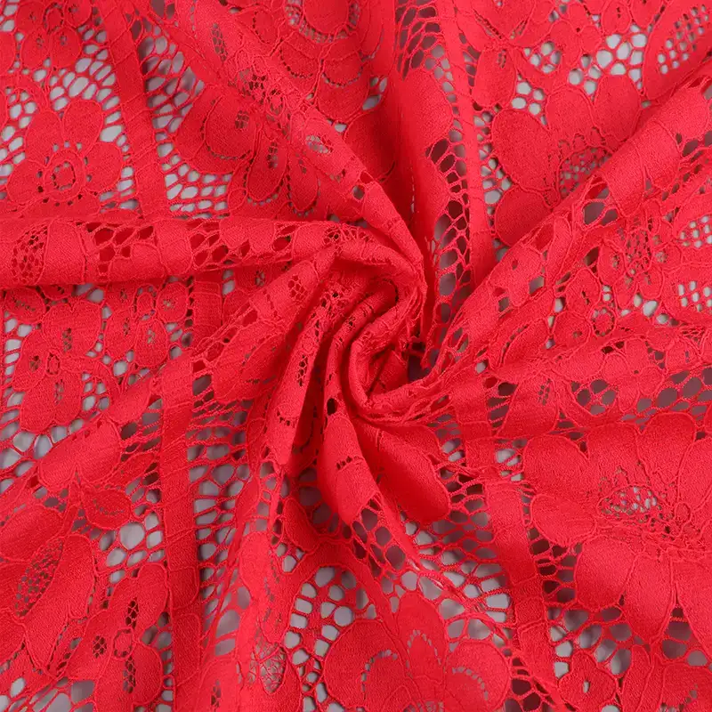 China Fabric for Shirt,Pants,Skirt Lace Knit Fabric Cotton Nylon Red color buy from China wholesaler bulk order at wholesale price free worldwide shipping Alibaba