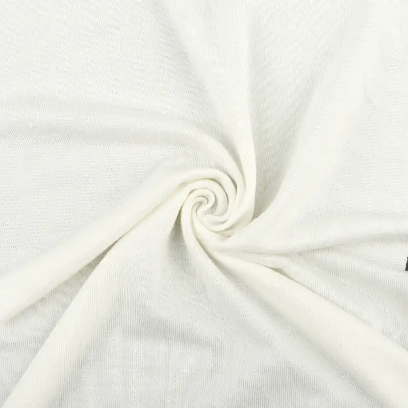 China Fabric for T-Shirt,Shirt Half Sleeve Button (Sweater),Crew Neck Pullover (Sweater),Dresses (Cardigan Open) (Sweater),Skirt (Sweater) Single Jersey Knit Fabric Rayon Spandex Cream color buy from China wholesaler bulk order at wholesale price free worldwide shipping Alibaba