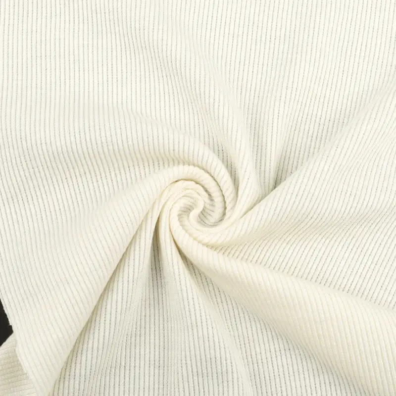 China Fabric for Pants,Ladies Vest (Sweater),Open Cardigan (Sweater),Hoodie  (Sweater),Skirt (Sweater) Rib Knit Fabric Rayon Polyester Spandex cream color buy from China wholesaler bulk order at wholesale price free worldwide shipping Alibaba