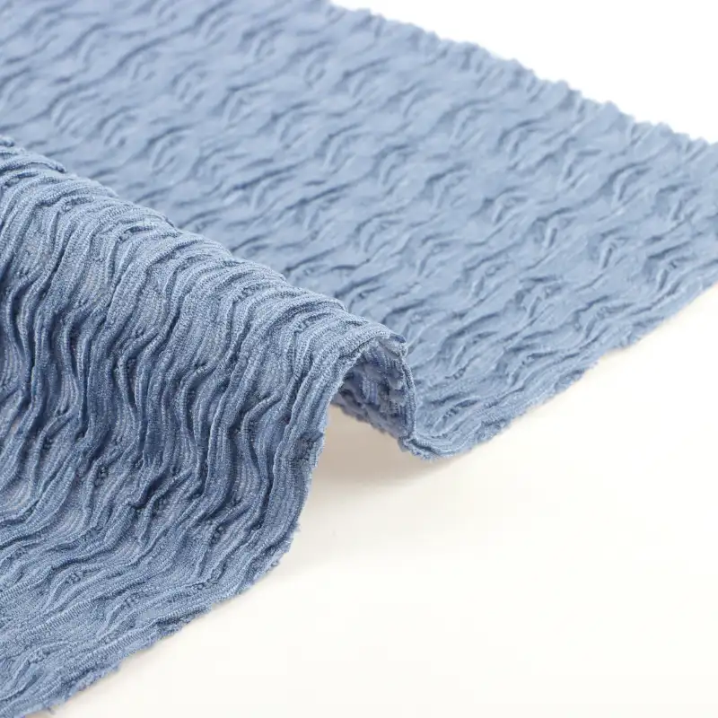 China Fabric for Skirt,Ladies Vest (Sweater),Shirt Long Sleeve Button (Sweater),Round Neck Pullover (Sweater),Dresses (Pullover) (Sweater),Skirt (Sweater) Jacquard Knit Fabric Polyester Spandex blue color buy from China wholesaler bulk order at wholesale price free worldwide shipping Alibaba