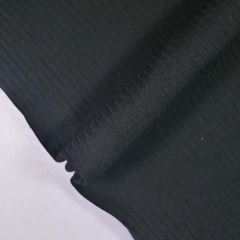 China Fabric for Jackets,Shorts,Ruffle Shirt Dress Rib Knit Fabric Polyester Spandex black color buy from China wholesaler bulk order at wholesale price free worldwide shipping Alibaba