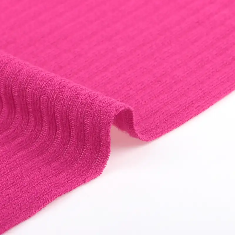 China Fabric for T-Shirt,Ladies Vest (Sweater),Half-Zipper Cardigan (Sweater),Crop Top Pullover (Sweater),Dresses (Cardigan Button) (Sweater) Rib Knit Fabric Polyester Spandex Magenta color buy from China wholesaler bulk order at wholesale price free worldwide shipping Alibaba