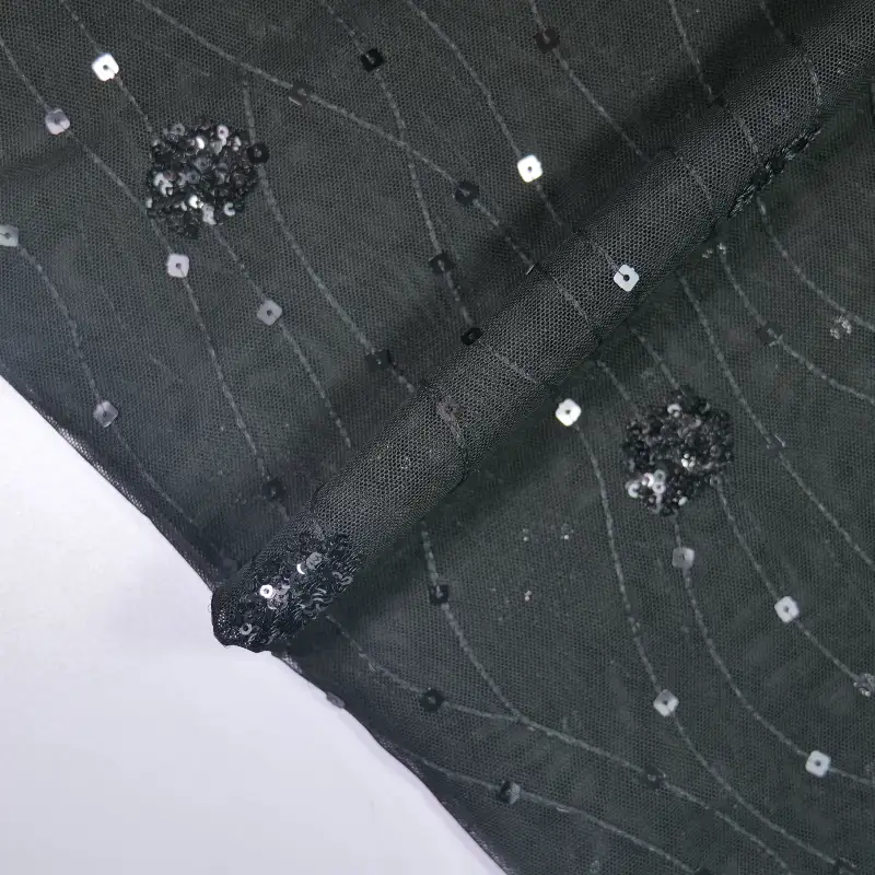 China Fabric for Skirt,Interlining Poly Mesh schiffli Knit Fabric Polyester Elastane black color buy from China wholesaler bulk order at wholesale price free worldwide shipping Alibaba