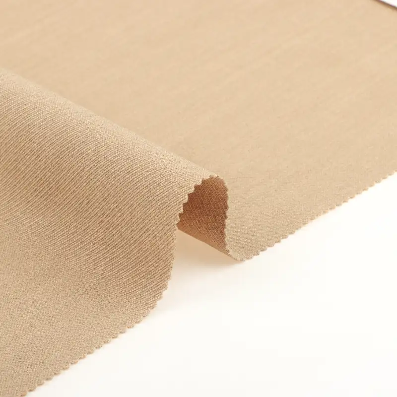 China Fabric for Pants,Suit Trouser,Blazer,Shorts,Trench Coat,Suit,Men's Pants (Sweater),Women's Pants (Sweater),Skirt (Sweater) Polyester/Rayon Twill Woven Blended Fabric Polyester Spandex khaki color buy from China wholesaler bulk order at wholesale price free worldwide shipping Alibaba