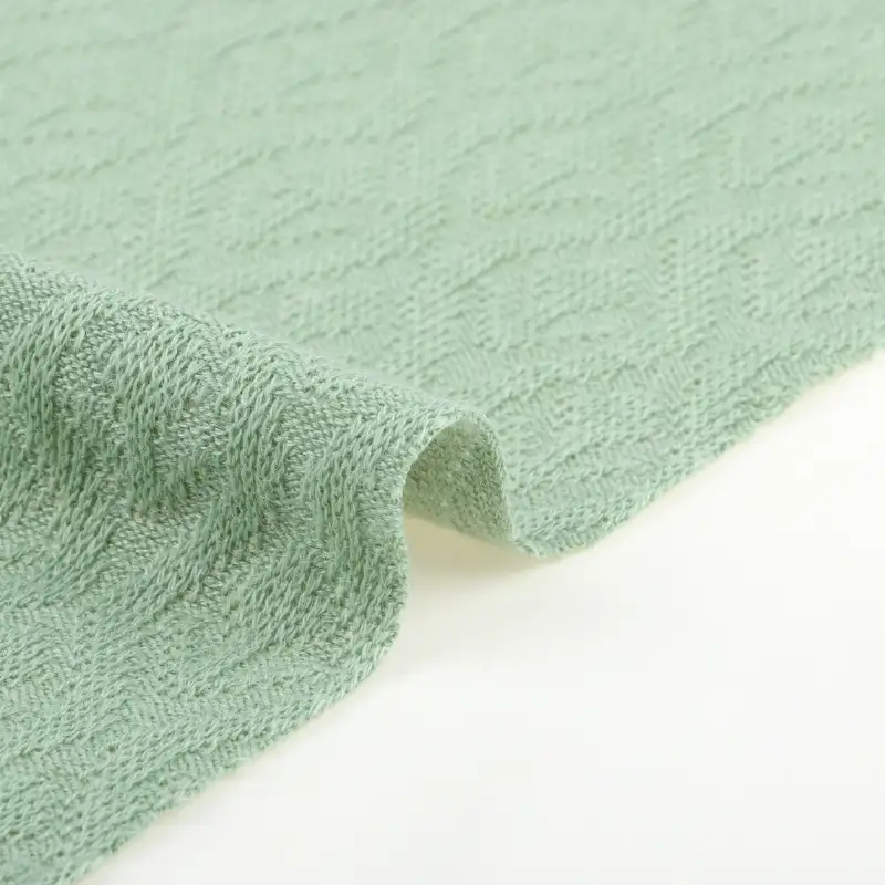 China Fabric for T-Shirt,Shirt Long Sleeve Button (Sweater),Crop Top Pullover (Sweater),Dresses (Pullover) (Sweater),Skirt (Sweater) Jacquard Knit Fabric Polyester Rayon Spandex green color buy from China wholesaler bulk order at wholesale price free worldwide shipping Alibaba